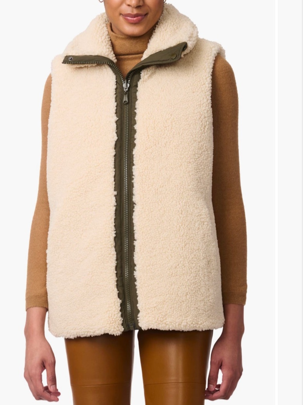 Bernardo Reversible Chevron Quilted Faux-Shearling Lined Vest — Size Large